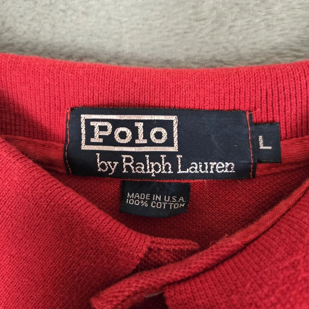 Polo Ralph Lauren Polo Shirt Mens Large Red Vintage USA Made Short Sleeve Preppy